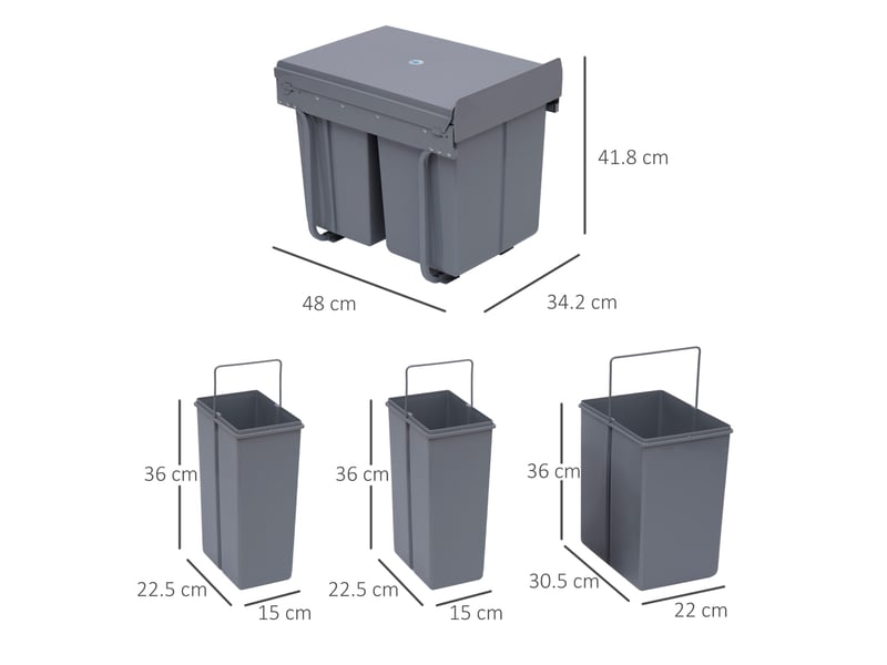  Poubelle encastrable coulissante tri sélectif 40 l evryae  - Conforama D