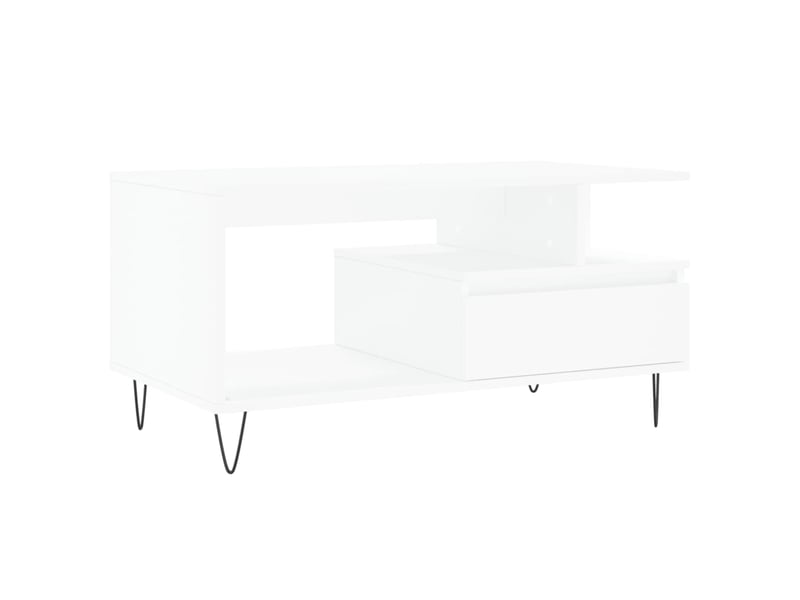  Table basse - table de salon - table à thé blanc 90x49x45 cm bois d'ingénierie  - Conforama A
