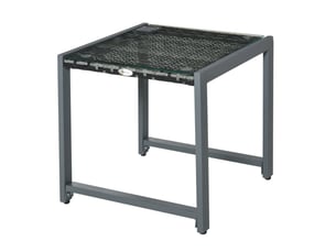Table d'appoint extérieure 50 x 49,5 x 50 cm – gris – plateau en polyrattan, verre trempé, résistante aux intempéries