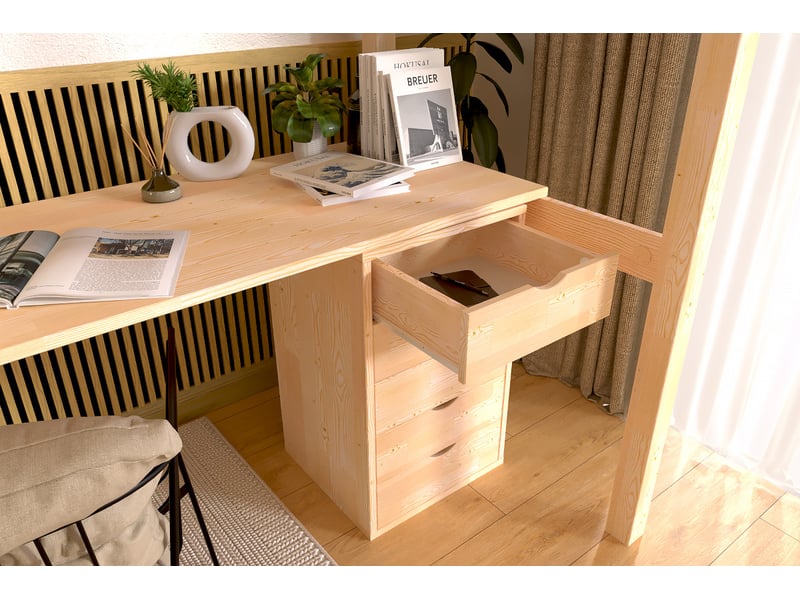  Caisson à tiroirs 5 en bois massif, brut (sans vernis) BLOC5T-B - Conforama B