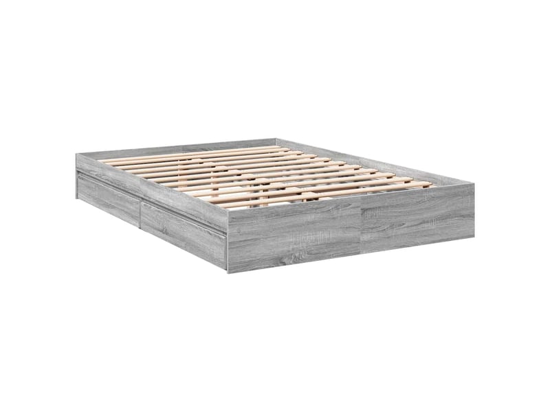 Lit double- lit adulte - cadre de lit avec tiroirs sans matelas sonoma gris 150x200 cm - Conforama B