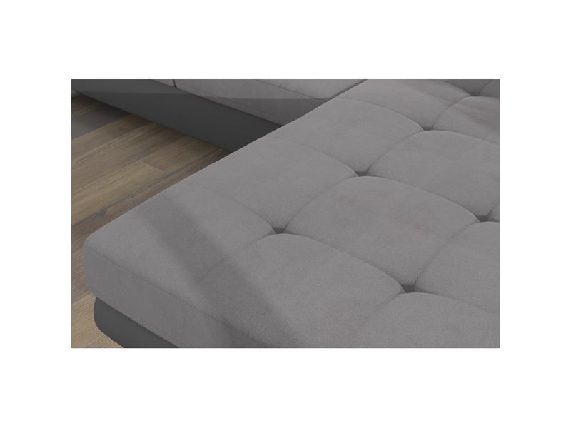  Canapé d'angle convertible amanda gris en tissu effet suédine avec coffre  - Conforama D