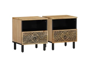 Lot de 2 tables de chevet - cabinet de chevet - table de nuit 40x33x46 cm bois de manguier solide