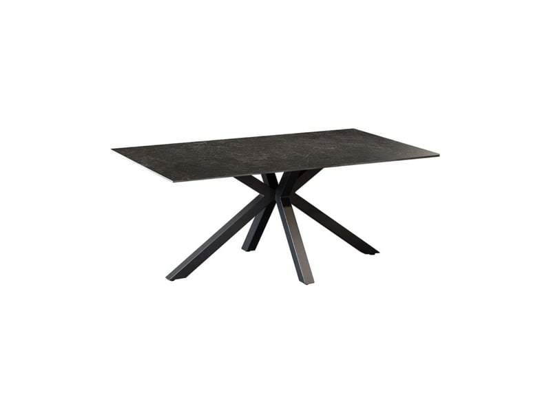 Table basse solara 100 cm en céramique gris anthracite avec pied étoile en métal noir - Conforama A