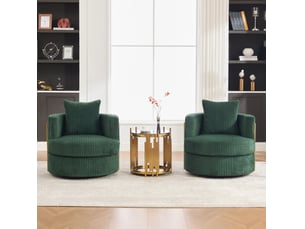 Fauteuil fixe pivotant <strong>WISHDOR</strong> <strong></strong> Velours côtelé vert vendu A l'unité