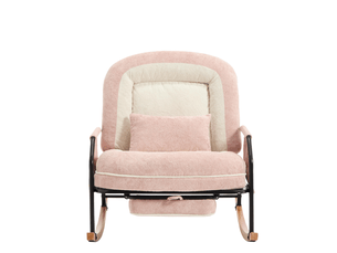 Fauteuil à bascule - 80x87x95 cm - fauteuil à basse moderne avec repose-pieds et dossier réglable - rose
