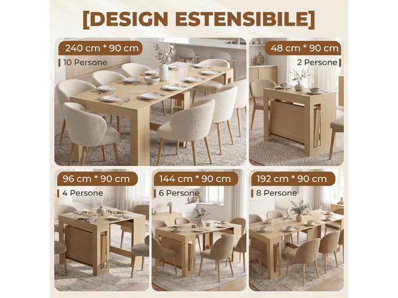  Console extensible pour 10 personnes, effet bois clair  - Conforama D