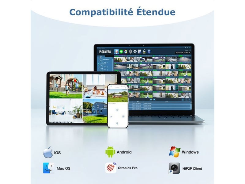 Caméra de surveillance wifi extérieur 5mp zoom optique 5x vision nocturne couleur - Conforama E