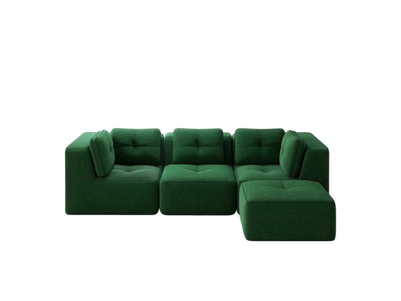  Canapé d’angle modulable 3 places velours côtelé vert – 297 x 177 x 69 cm Fay Lum - Conforama A