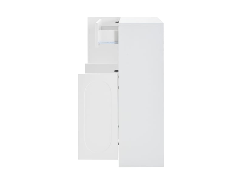  Meuble à chaussures avec banc 130x35x110 cm, portes à fermeture douce, panneau de particules, blanc  - Conforama E