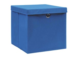 Boîtes de rangement avec couvercle 10 pcs bleu 32x32x32cm tissu