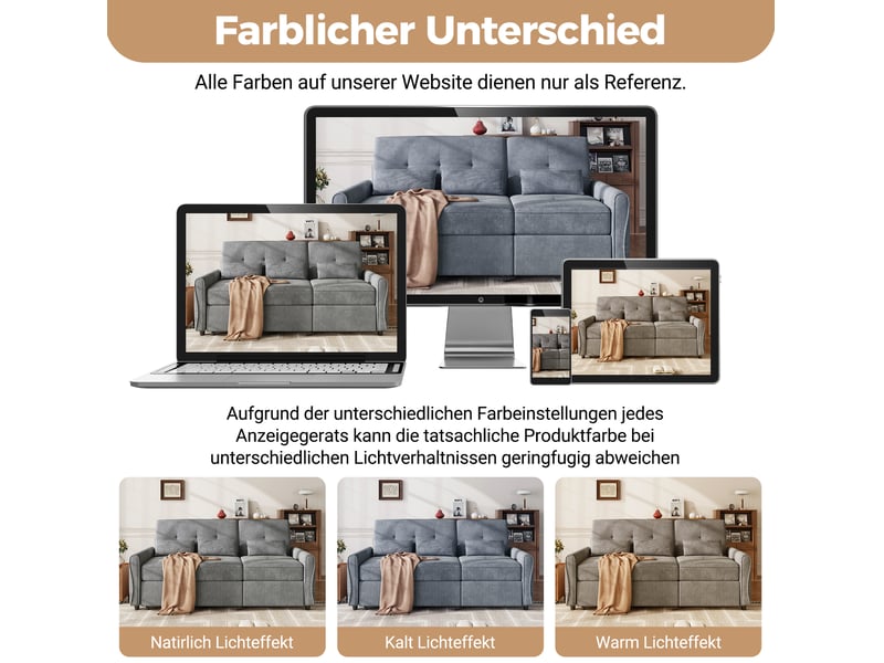  Canapé-lit tcqpz 3 places convertible 176 x 148 x 83 cm dossier réglable 3 positions chenille gris  - Conforama A
