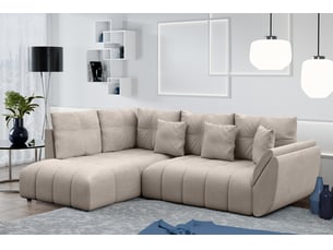 Canapé d'angle réversible convertible <strong>AX LIVING </strong> <strong>Corleone</strong> 4 places Velours marron avec coffre de rangement