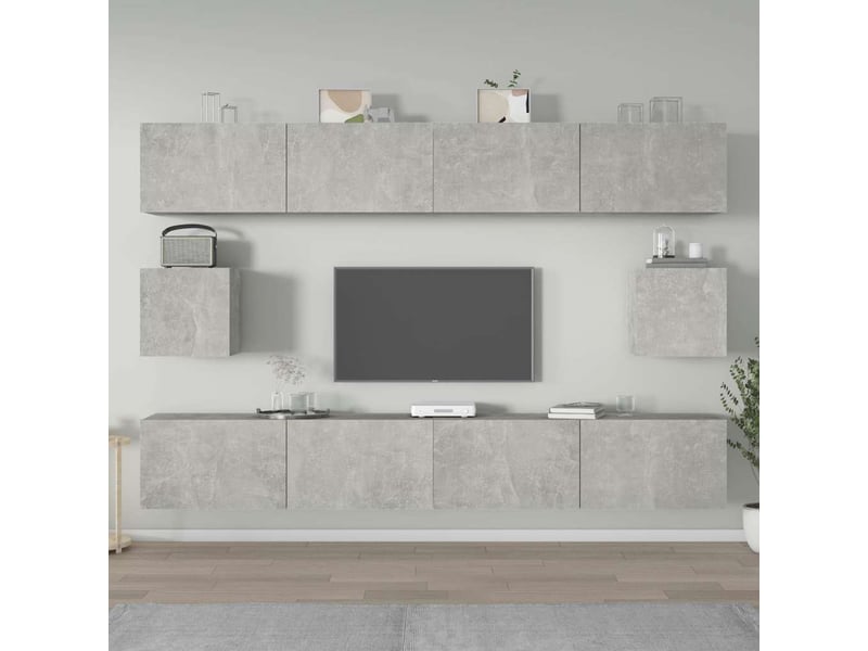  Ensemble de meubles tv - banc tv - meuble de rangement 6 pcs gris béton bois d'ingénierie  - Conforama B