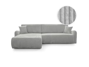 Canapé d'angle réversible convertible LOUNGITUDE APOLINE 4 places Velours gris avec coffre de rangement