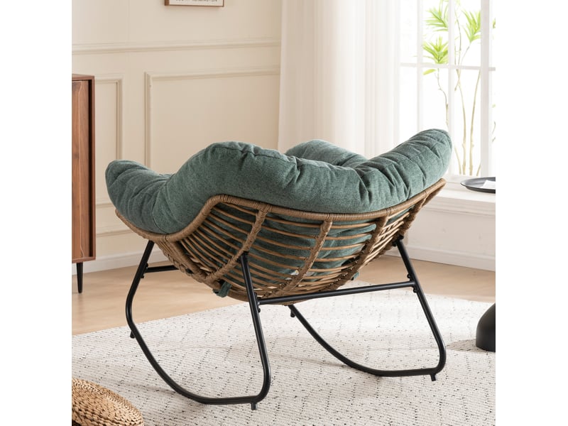  Fauteuil à bascule modenvie rembourré en chenille vert 95 x 107 x 83 cm  - Conforama E