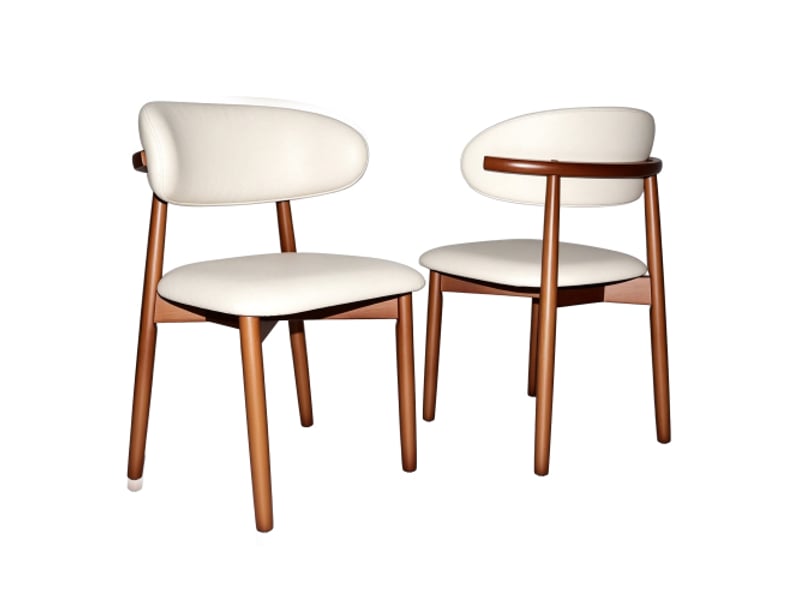 Chaise de salle à manger en bois massif – dossier ergonomique, pieds antidérapants, chêne finition noyer, lot de 2 - Conforama A