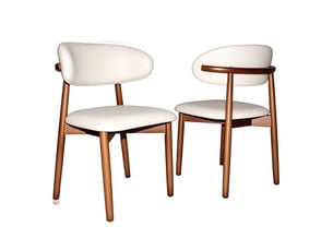 Chaise de salle à manger en bois massif – dossier ergonomique, pieds antidérapants, chêne finition noyer, lot de 2