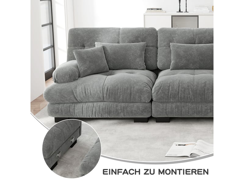 Canapé d’angle panoramique 4 places en tissu gris, 406 cm, modulable W3325S00066 - Conforama R