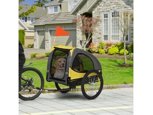 Remorque vélo pour enfent 140x71x83 cm – jaune – fenêtres filet, laisse de sécurité, charge 20 kg