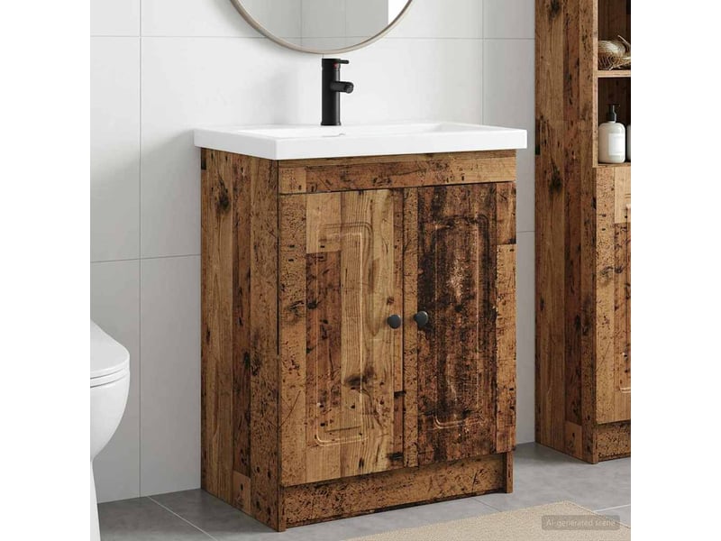 Ensemble de mobilier de salle de bain bois ancien shl3158 - Conforama B