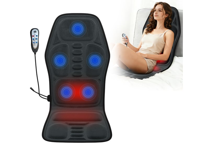 Coussin de massage électrique 115x50 cm – noir – 5 zones vibrantes, chauffage réglable et télécommande - Conforama A