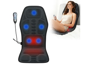 Coussin de massage électrique 115x50 cm – noir – 5 zones vibrantes, chauffage réglable et télécommande