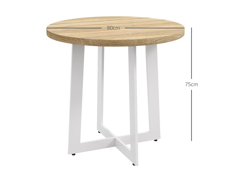  Table de salle à manger ronde pour 4 personnes, table de cuisine avec plateau en bois et piètement croisé en acier, ø80 x 75 cm, chêne  - Conforama E