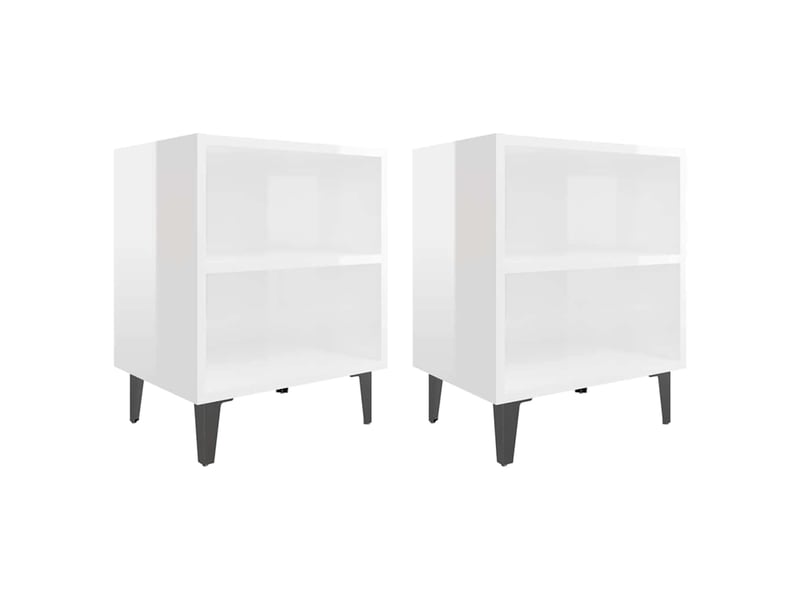  Lot de 2 tables de chevet - cabinet de chevet - table de nuit pieds en métal blanc brillant 40x30x50cm  - Conforama A