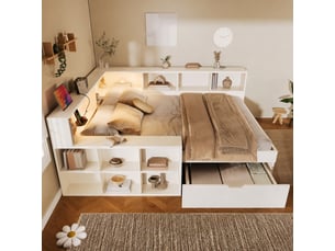 Lit banquette 140x190 cm <strong>VVBV</strong>  <strong>AB404336789W</strong> coloris blanc