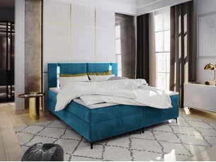 Lit avec rangement 160x200 cm <strong>MASSENO</strong>  <strong></strong> coloris bleu