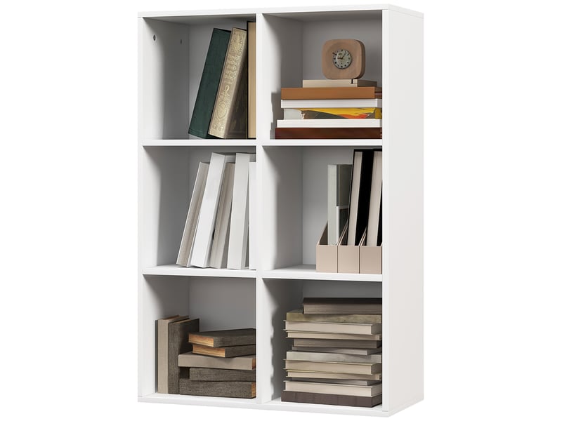 Bibliothèque moderne en bois à 6 cubes, 65,5 x 30 x 97,5 cm, blanche  - Conforama B