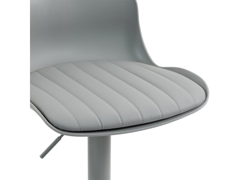  Ensemble de 2 tabourets de bar pivotants réglables - dossier plastique, siège simili-cuir, vérin à gaz, pieds métal  - Conforama D