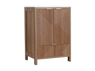 Meuble sous-vasque 61 cm avec vasque céramique 2 portes 1 tiroir noyer
