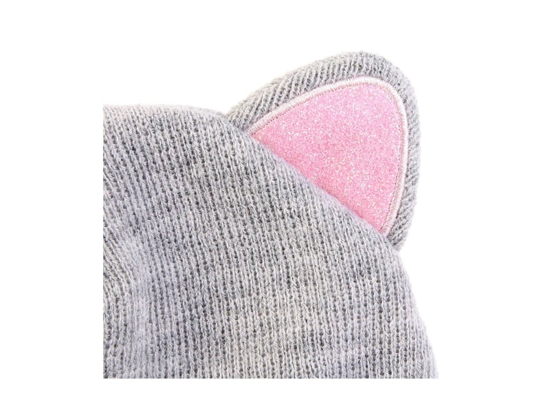 Bonnet enfant chat 21cm gris &amp; rose  - Conforama B