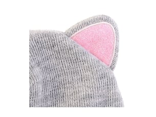 Bonnet enfant chat 21cm gris & rose