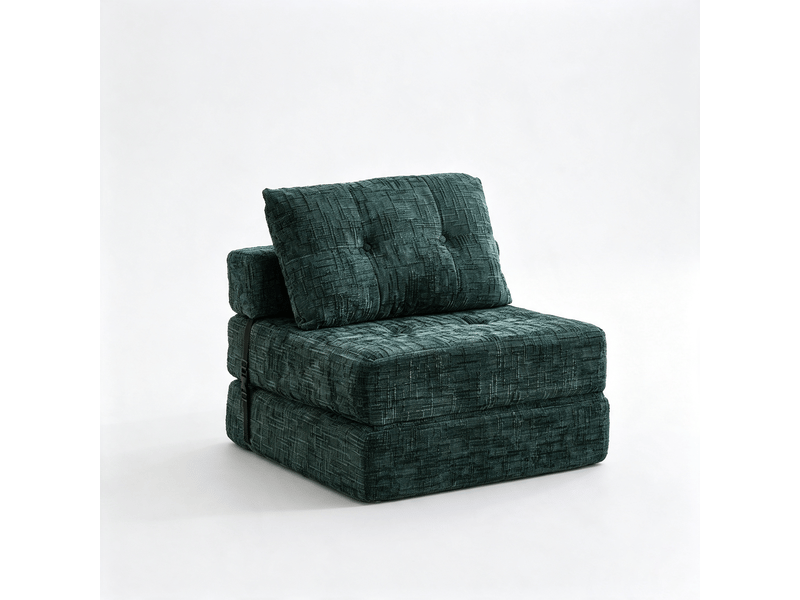  Chauffeuse convertible 1 place en chenille vert avec coussins, couchage 180 x 79 cm Fay Lum - Conforama A