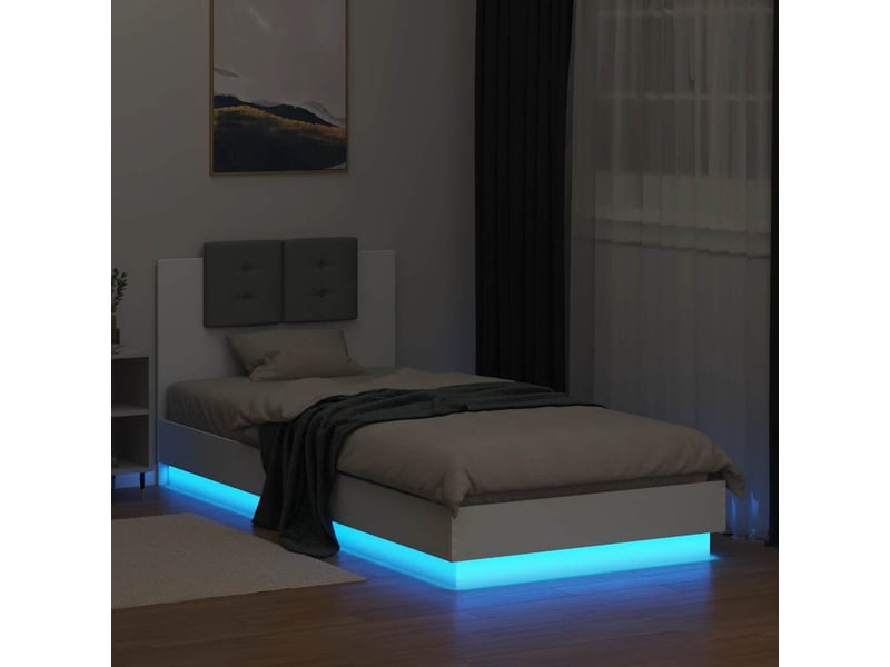 Lit simple- lit adulte - cadre de lit avec led sans matelas blanc 90x200 cm - Conforama C