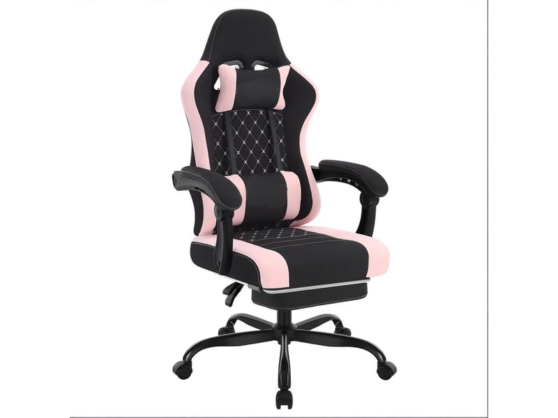  Chaise gaming ergonomique bicolore avec massage usb, repose-pieds et dossier inclinable 90° à 145°, pour le bureau  - Conforama A