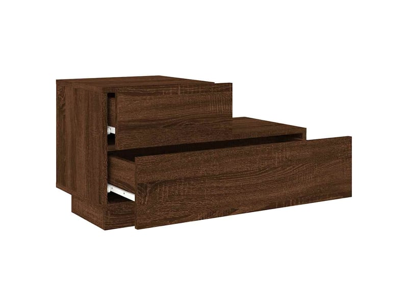  Table de chevet - cabinet de chevet - table de nuit avec lumières led chêne marron 70x36x40,5 cm  - Conforama E