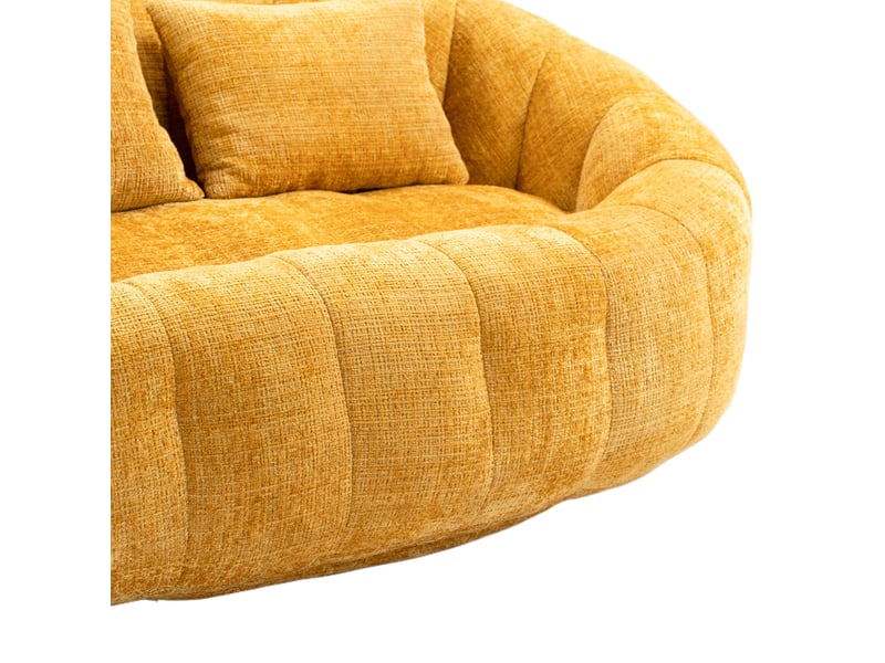  Canapé droit 2 places 144,93x95x62,99 cm, fauteuil poire confortable, meuble de salon pour chambre ou bureau, chenille, jaune  - Conforama E