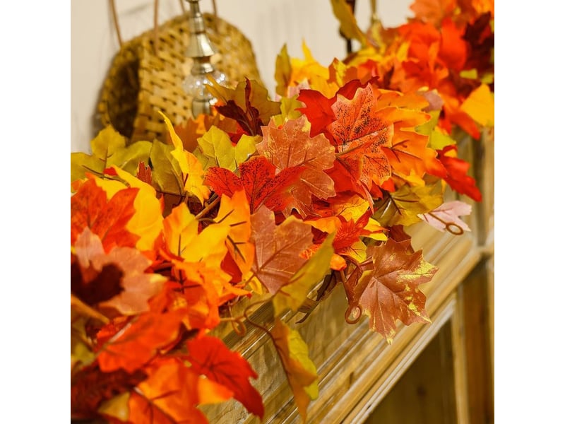 Pièces 1,7 m guirlandes de feuilles d'érable artificielles, guirlande d'érable automne suspendu vignes de feuilles d'automne, pour cheminée, jardin, automne, interieur exterieur - Conforama D