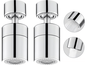 Aérateur de robinet rotatif à 360°, bec de robinet de cuisine rotatif, adapté aux robinets d'évier de cuisine et de salle de bain (argent), 2 pièces