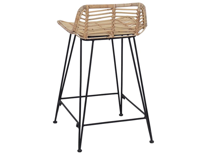  Lot de 2 tabouret de bar, chaise de bar naturel 44x45x76 cm rattan et acier  - Conforama E