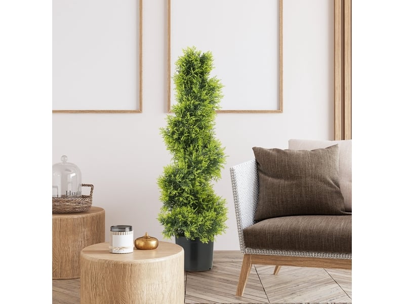 Plante artificielle spirale avec feuillage dense sans entretien pour intérieur et extérieur en plastique vert 90 cm - Conforama B