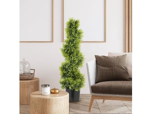Plante artificielle spirale avec feuillage dense sans entretien pour intérieur et extérieur en plastique vert 90 cm