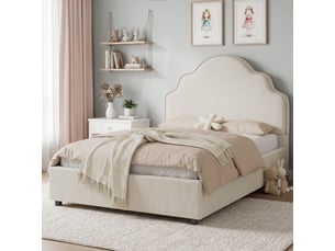 Lit simple 90x200 cm <strong>OKMYHOME</strong>  <strong></strong> coloris beige