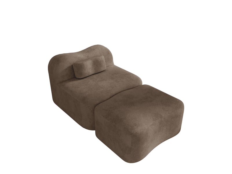 Canapé modulable, canapé 1 place, en tissu, marron, avec pouf, pour salon, chambre, adapté à l'espace de vie, appartement - Conforama E