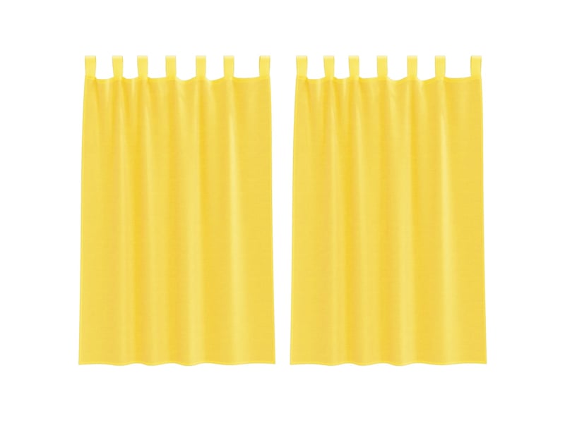  Lot de 2 rideaux en voile, voilages avec boucles jaune 140x175 cm cf44304  - Conforama A