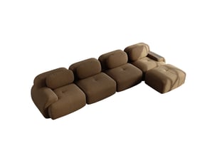 Canapé d’angle modenvie 4 places modulable en velours côtelé marron 388 x 178 x 70 cm